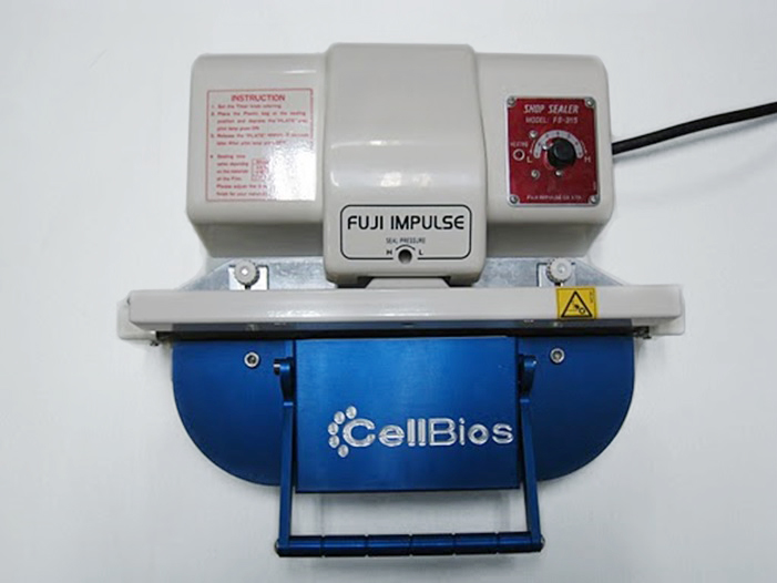CellBios Overwrap Sealer is a medical device used to heat seal the Fluorinated Ethylene Propylene (FEP), Ethyl Vinyl Acetate (EVA) overwrap bags and other thermoplastic materials. The device ensures uniform sealing and also can join two similar or disimilar materials together.