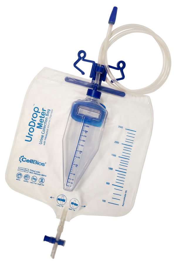 UroDrop Meter Urine Collection Bag With Measured Volume Chamber CellBios Healthcare