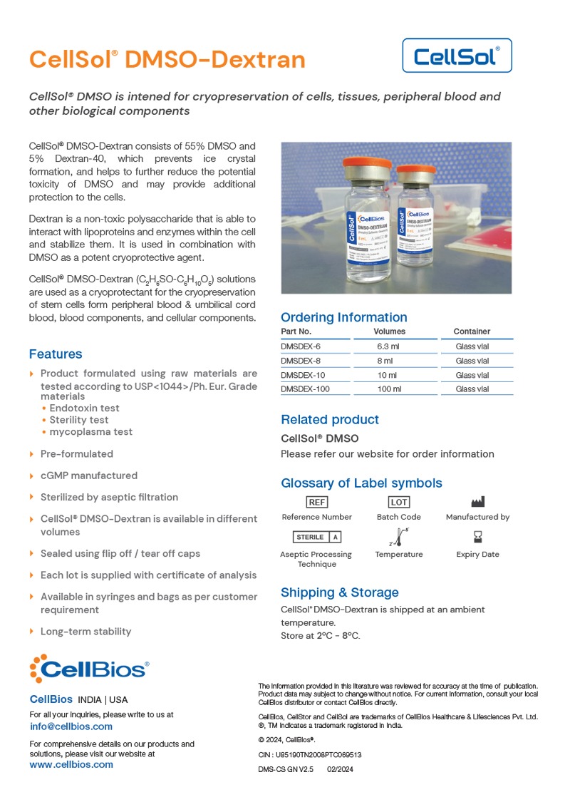 CellSol® Cryopreservation Solutions (DMSO-Dextran)