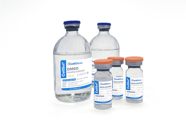 Dimethyl Sulfoxide (CH3)2SO or C2H6OS (DMSO) is a clear essentially odorless, hygroscopic, water-miscible liquid. CellSol is a 99.9% DMSO used to cryopreserve stem cells, functional cells, tissues, cells and cellular components isolated from umbilical cord blood, peripheral blood, bone marrow, and other biologicals.