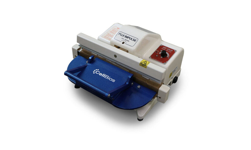 CellBios Overwrap Sealer is a medical device used to heat seal the Fluorinated Ethylene Propylene (FEP), Ethyl Vinyl Acetate (EVA) overwrap bags and other thermoplastic materials. The device ensures uniform sealing and also can join two similar or disimilar materials together.